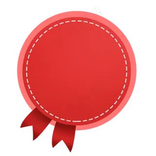 卡通简约大红色圆形优惠标签,免抠元素