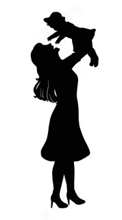 妈妈抱着宝宝剪影PNG免抠图