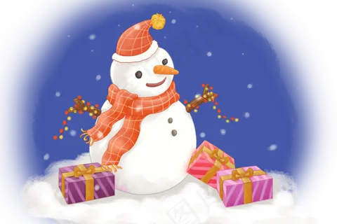 手绘卡通下雪平安夜雪人圣诞节礼,免抠元素 手绘卡通下雪平安夜雪人圣诞节礼,免抠元素