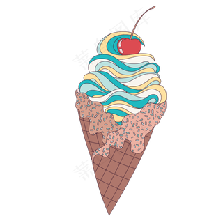 甜筒手绘素材,免抠元素
