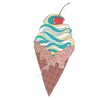 甜筒手绘素材,免抠元素