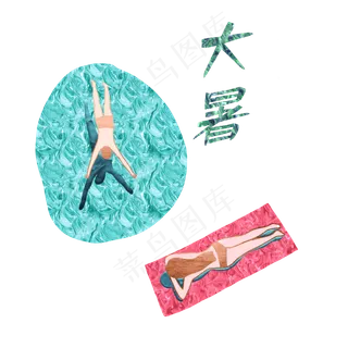 假期农历暑假少年少女游泳,免抠元素