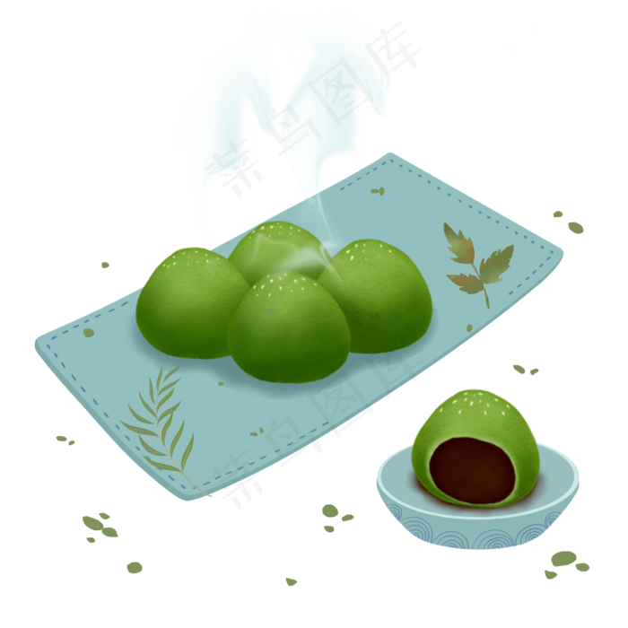 青团果子农历清明美味食物节俗PNG,免抠元素(3000X3000(DPI:300))psd模版下载