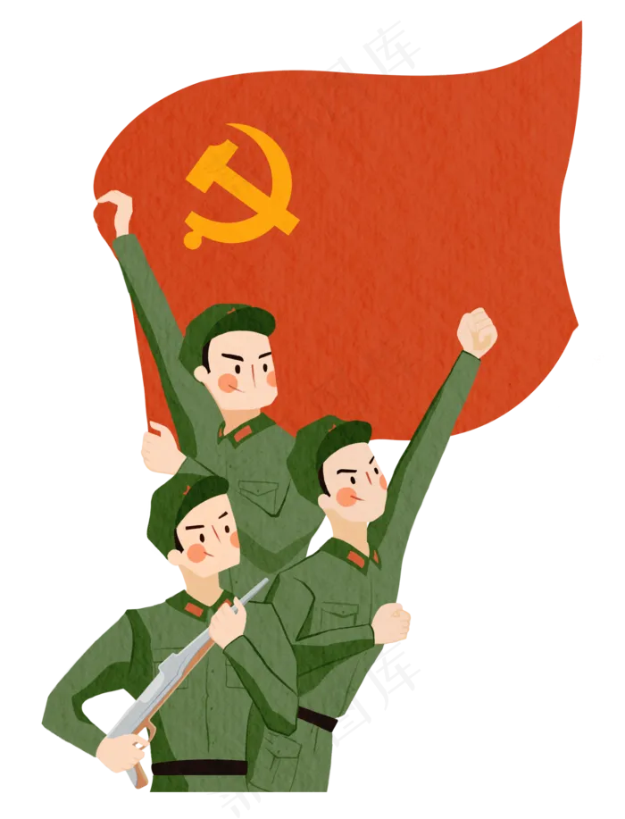 建军节军人手绘卡通(2000X2620(DPI:300))psd模版下载