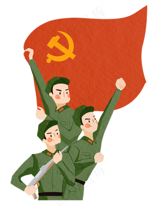 建军节军人手绘卡通