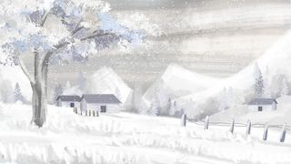 冬季雪景风景手绘