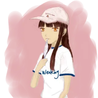 手绘卡通少女夏天