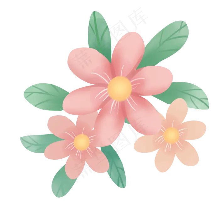 手绘粉嫩花朵组合(2000X2000(DPI:299))psd模版下载