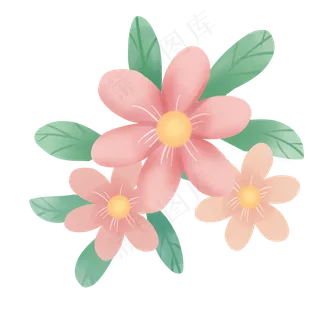 手绘粉嫩花朵组合