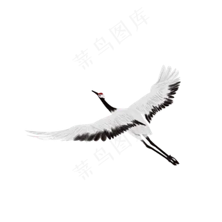 手绘水墨古风仙鹤,免抠元素