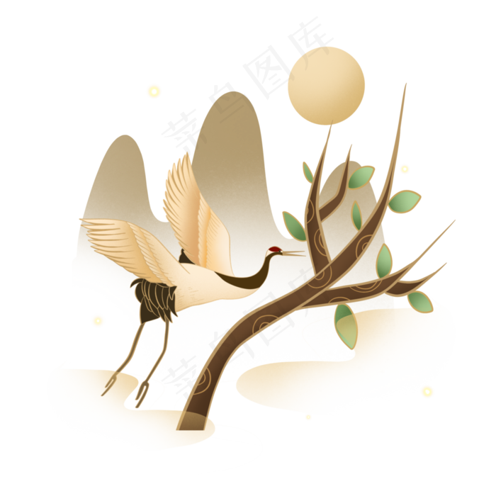 重阳节仙鹤,免抠元素(3000*3000px 300 dpi )psd模版下载