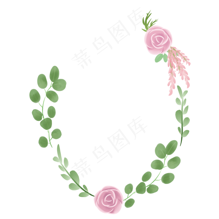 紫玫瑰绿叶花环边框(3543X3543(DPI:299))psd模版下载