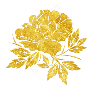 中国风传统烫金鲜花花纹装饰图之,免抠元素