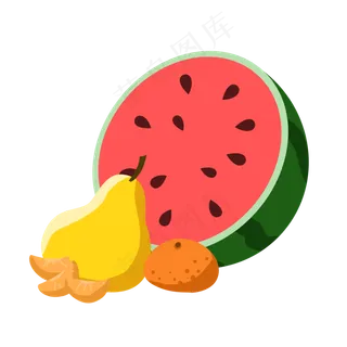 一堆手绘的扁平化水果