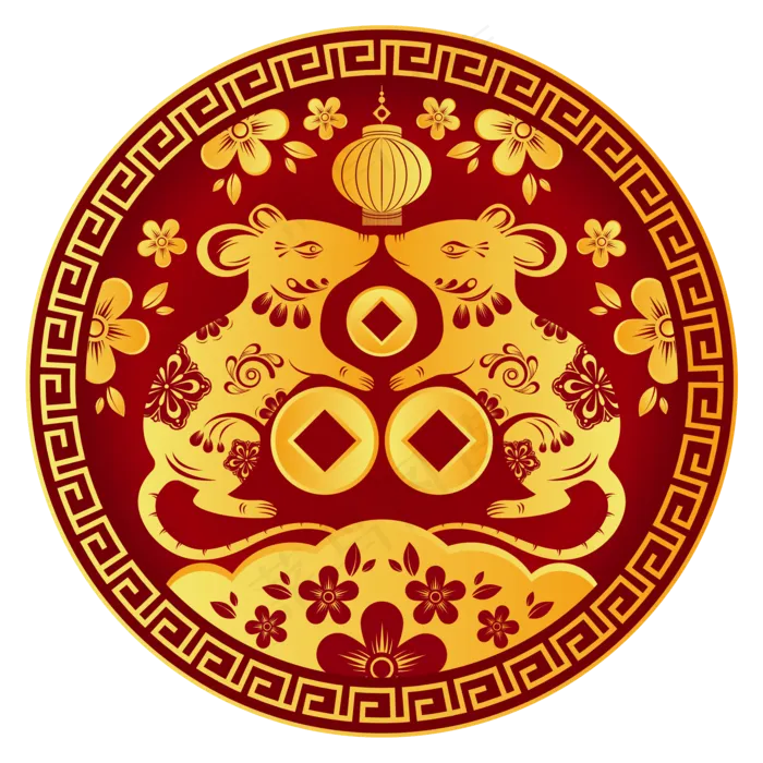 鼠年剪纸风素材,免抠元素