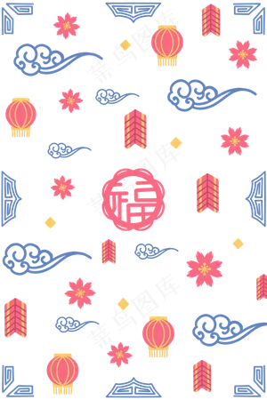 扁平鼠年新年底纹,免抠元素