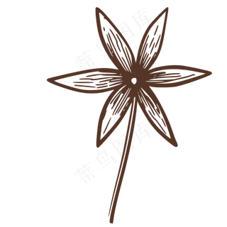 棕色盛开的简笔画荷花