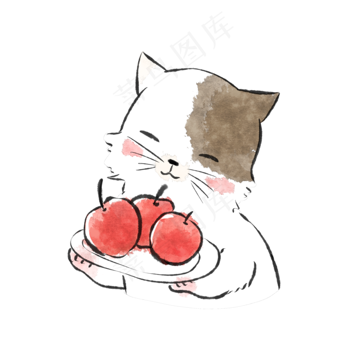 清明节猫咪与贡果(2100X2100(DPI:300))psd模版下载