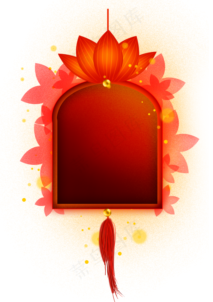 中国风农历新年元宵节荷花复古文,免抠元素(3508X4961(DPI:300))psd模版下载