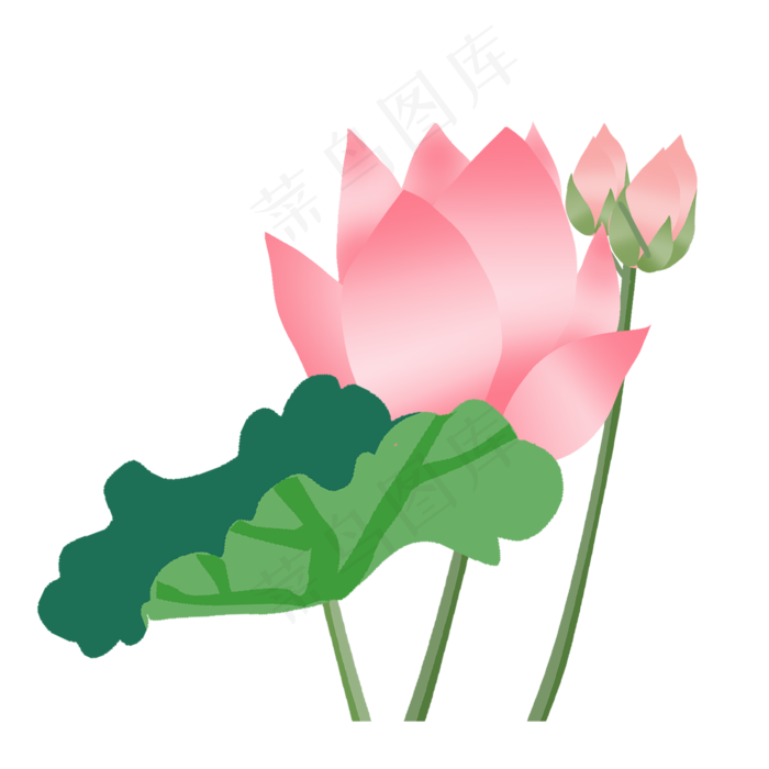 唯美的中国风荷花(2000*2000px 300 dpi )ai矢量模版下载