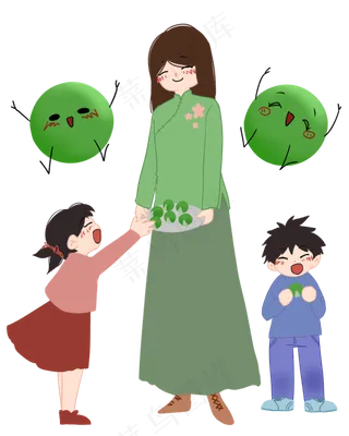 清明节吃青团女孩