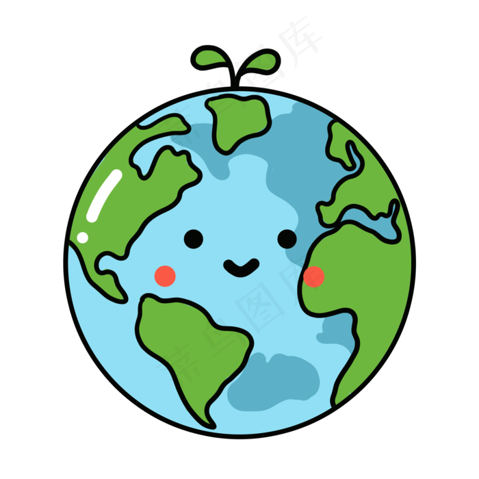 世界地球日绿色可爱地球下载,免抠元素