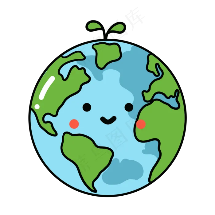 世界地球日绿色可爱地球下载,免抠元素