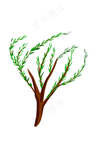 手绘春季柳树条
