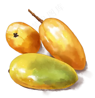 水彩小清新水果黄色芒果