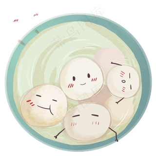 一碗萌系的可爱小汤圆宝贝矢量图,免抠元素