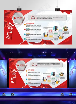 企业文化红色大气简约风公司企业文化简介展板