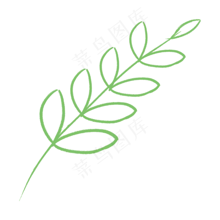 卡通简笔画绿叶免抠图(2000X2000(DPI:300))psd模版下载