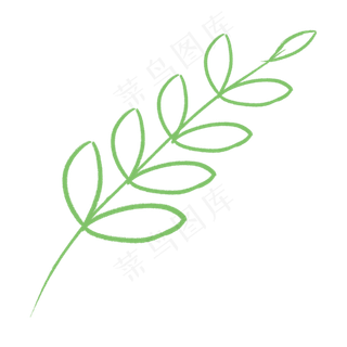 卡通简笔画绿叶免抠图