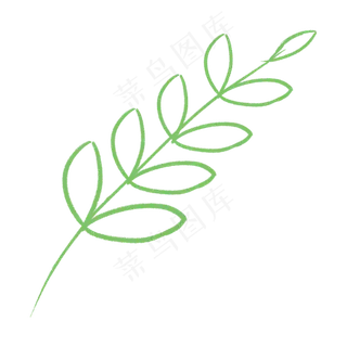 卡通简笔画绿叶免抠图