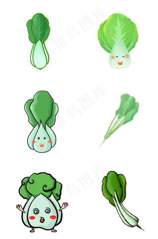卡通手绘的青菜组合