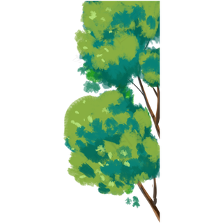 绿色彩绘水彩树免抠图