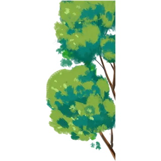 绿色彩绘水彩树免抠图