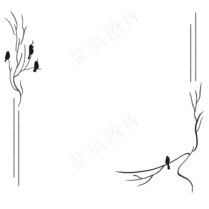 古风水墨中国风花纹边框(2000X2000(DPI:300))psd模版下载