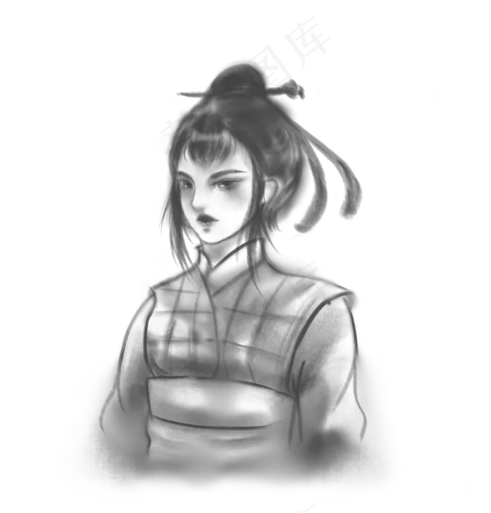 古风水墨武侠女侠,免抠元素