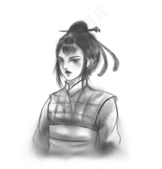 古风水墨武侠女侠,免抠元素