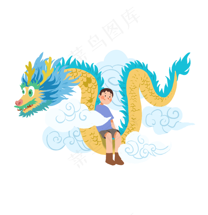 二月二龙抬头清新风格插画,免抠元素