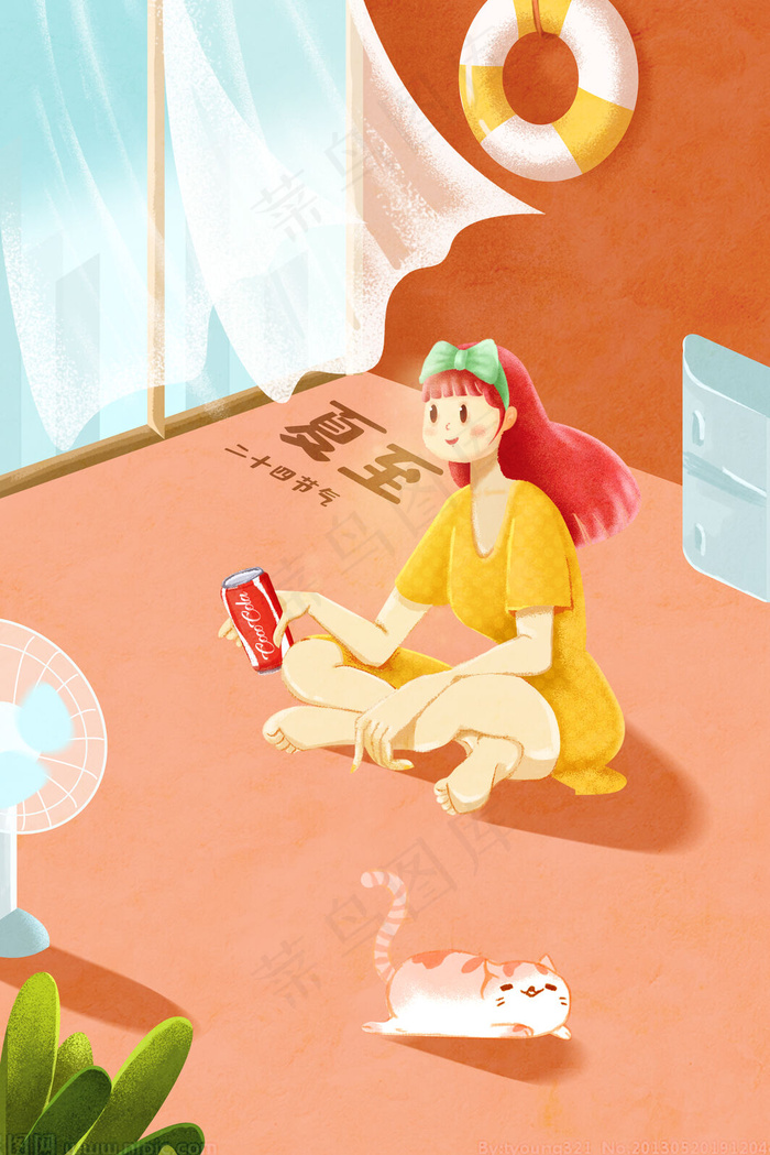清新夏日家居女生(3545*5315px 300 dpi )psd模版下载