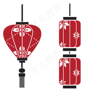 元宵节红灯笼矢量装饰,免抠元素