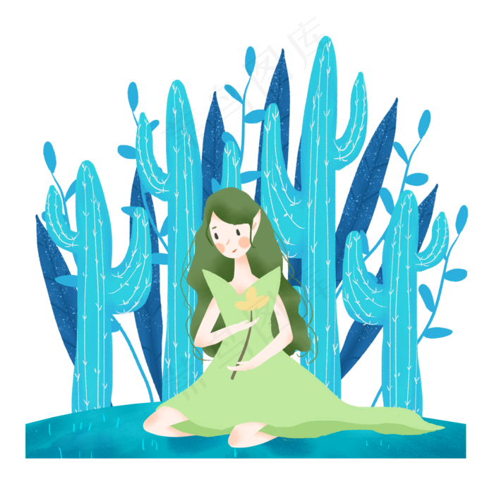 仙人掌和绿色的精灵