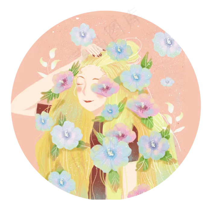 大暑文艺花朵活力少女png素材(2000X2000(DPI:300))psd模版下载