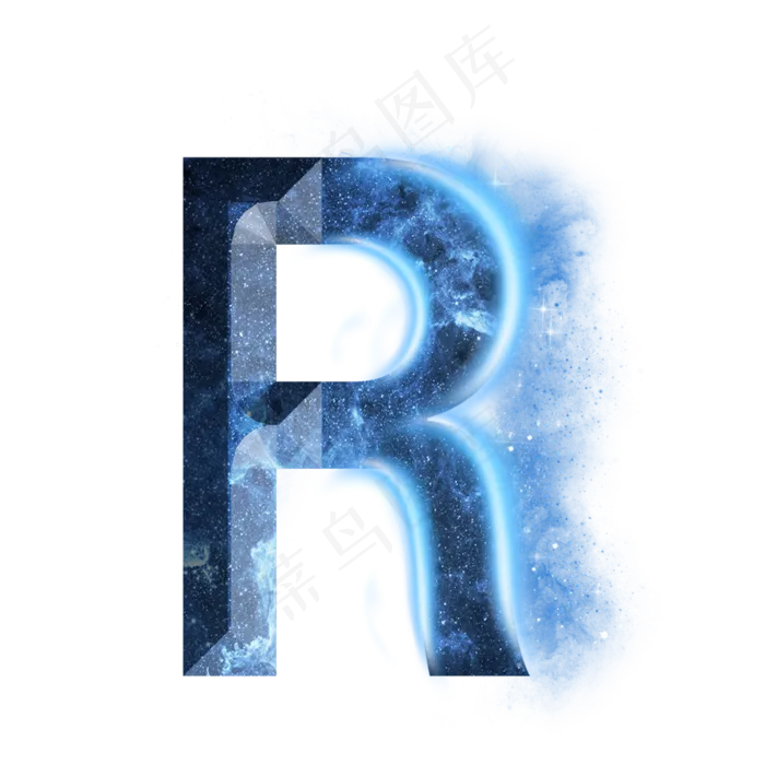炫酷蓝色星空星辰字母R