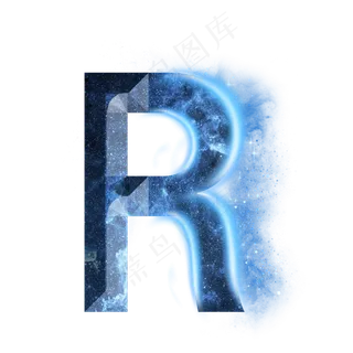 炫酷蓝色星空星辰字母R