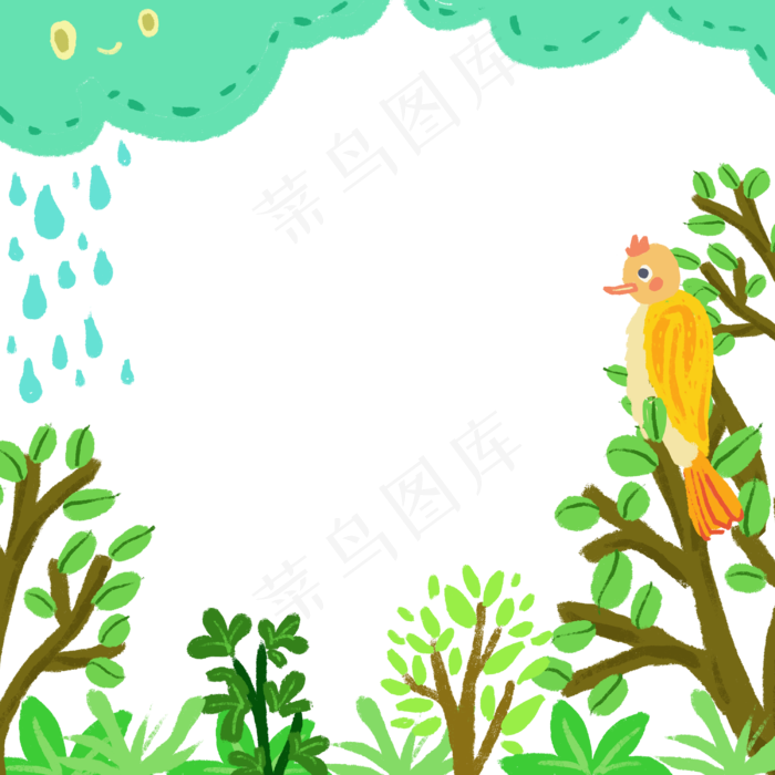植物树林丛林热带鸟春天夏日装饰,免抠元素
