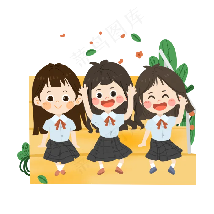 卡通女孩们毕业季PNG素材(2999X2999(DPI:300))psd模版下载