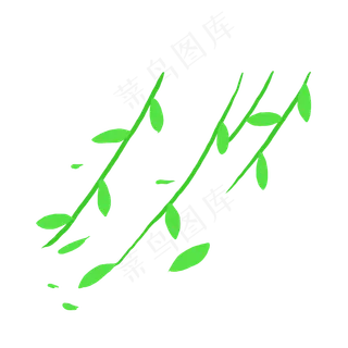 清明节被风吹动的柳树卡通素材下